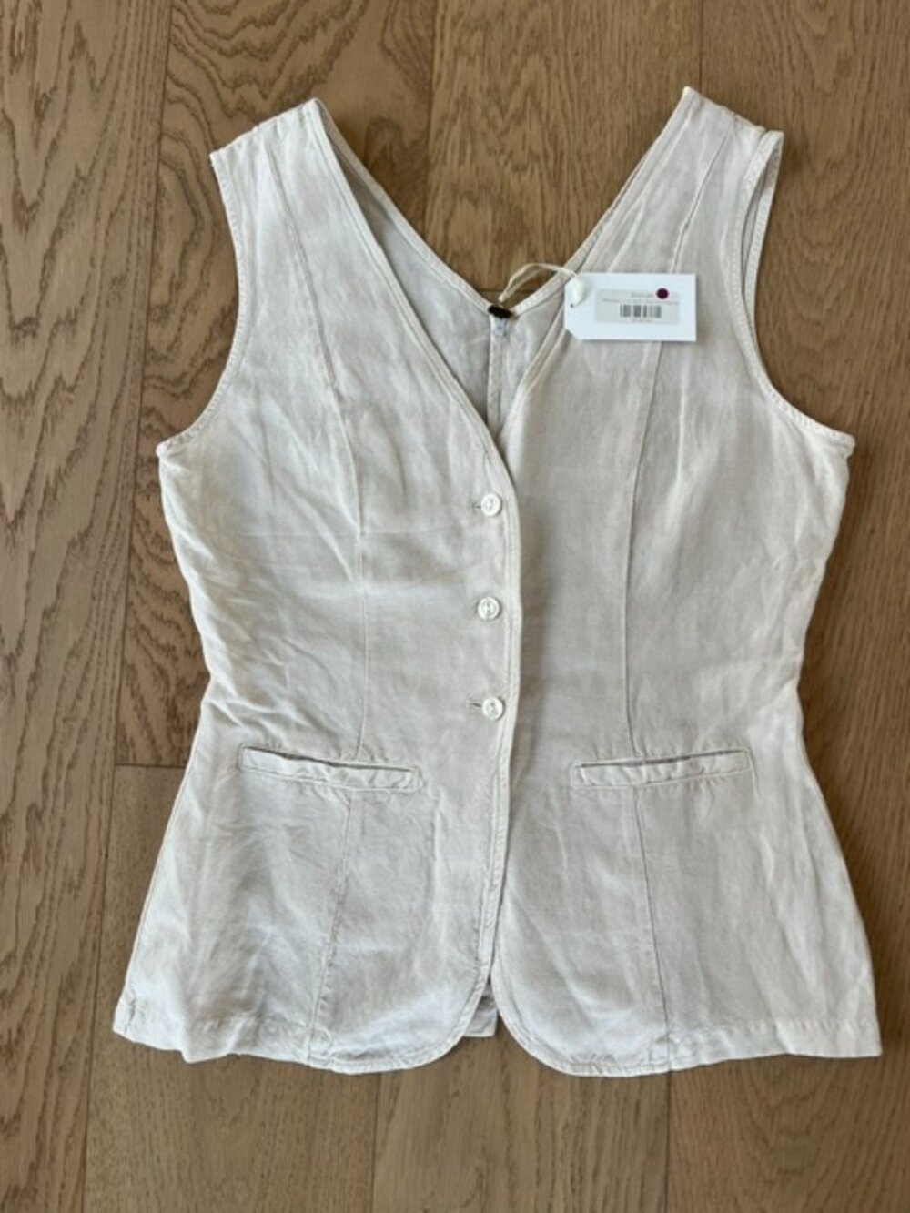 Young Fabulous & Broke Cream Linen Button Front Vest